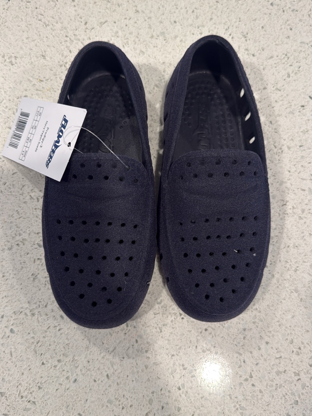 Floafers Kids' Velvet Navy Perforated Slip-On Loafers